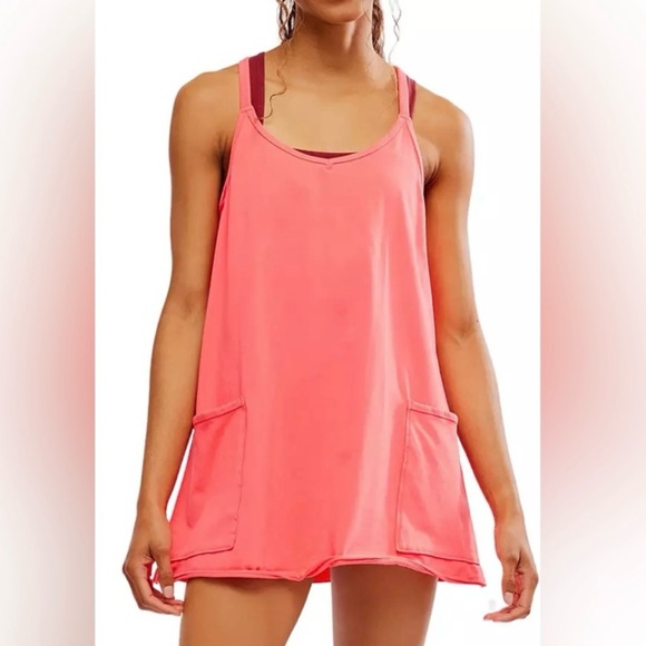 Free People FP Movement Hot Shot Mini Dress in Electric Sunset NWOT Size Medium - Picture 6 of 10